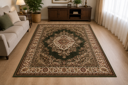 Covoare Living - Covor Clasic Sufragerie, Model Lotos 1524/310, Covor Dreptunghiular, Verde