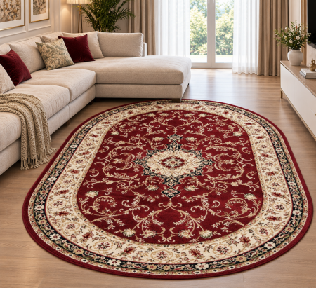 Covoare clasice - Covor Clasic Oval Lotos 523/210 Roșu-Grena