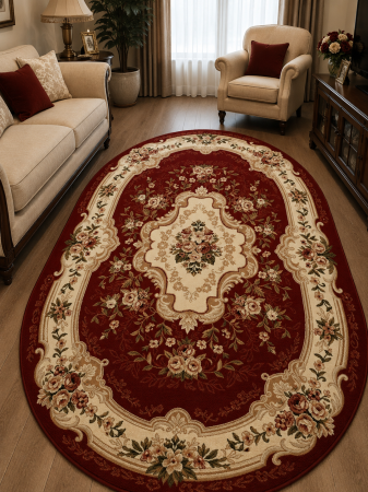 Covoare clasice - Covor Clasic Sufragerie, Model Lotos 570/210 Oval, Rosu/Grena