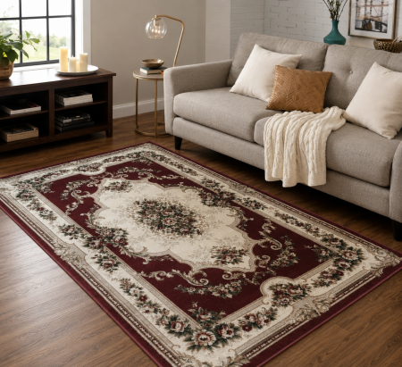 Covoare Living - Covor Clasic Sufragerie, Model Lotos 574/210, Rosu