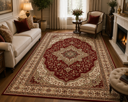 Covoare Living - Covor Clasic Sufragerie, Model Lotos 15082/210, Rosu