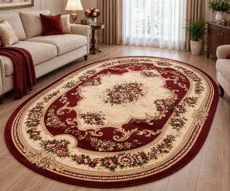 Covoare Living - Covor Clasic Sufragerie, Model Lotos 574/210 Rosu, Oval