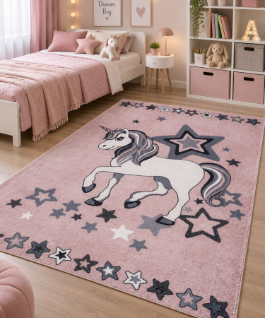 Covoare - Covor Copii, Model Unicorn 18052/120, Roz