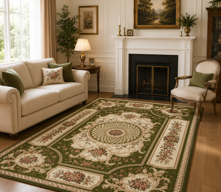 Covoare clasice - Covor Dormitor/Living, Model Lotos 531/330, Bej/Verde