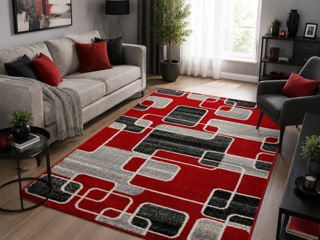 Covoare Living - Covor Sufragerie/ Dormitor, Model Cappuccino 16402/509, Rosu