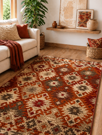 Covoare Moderne si Geometrice - Covor Dreptunghiular, Model Orlando 188, Maro/Portocaliu