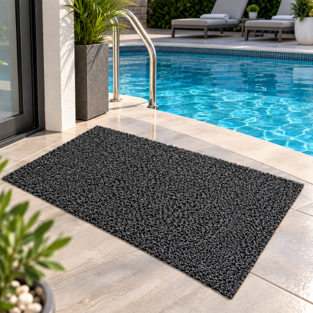 Gazon Artificial - Covor Exterior/Interior Spaghetti , Model Curly, Latimea 100 cm, Gri