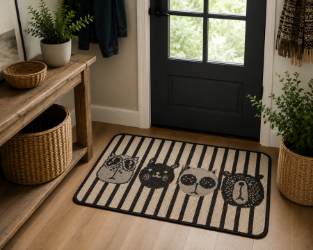 Covorase Intrare - Covor Flex 19637-08, Antiderapant, Gri / Negru, 50 x 80 cm