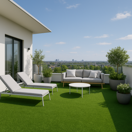 Gazon Artificial - Covor Gazon Iarba Artificiala, Gradinita/ Loc de Joaca/Terasa/Curte, Model Leisure Inaltime fir 15 mm, Verde