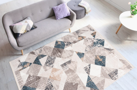 Covoare Dormitor - Covor Geometric Living Akropolis 225 Crem/Albastru