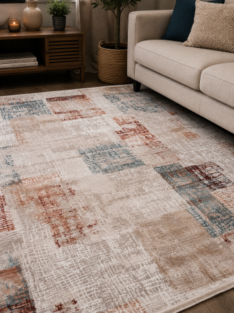 Covoare Dormitor - Covor Geometric Living Akropolis 425 Crem/Grena