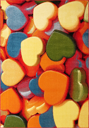 Covoare - Covor Camera Copii Model Hearts 3D 11021-150, Multicolor, Inaltime Fir 9 mm, Antialergic, Polipropilena, Gradinita, Cresa, Loc de Joaca