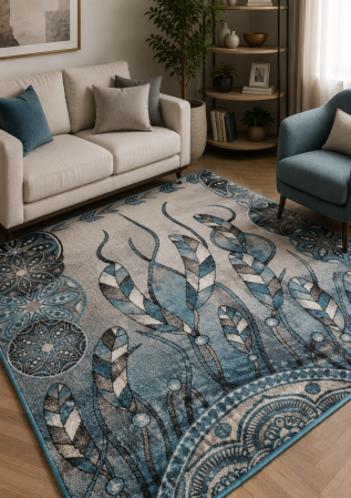Covoare Living - Covor Living/Dormitor, Kolibri Pene 11617,Turcoaz