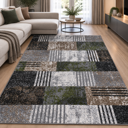 Covoare Living - Covor Living/Dormitor, Model Kolibri 11583/GB92, Gri/Maro/Verde
