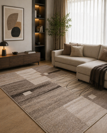 Covoare Moderne si Geometrice - Covor Living/Dormitor, Model Mira 24120/120 , Dreptunghiular, Bej/Maro