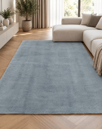 Lichidare stoc - Covor Living/Dormitor, Soft Rimini 71481/090, Albastru Deschis