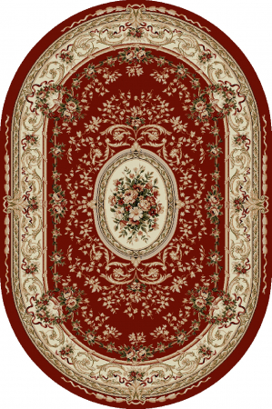Covoare clasice - Model Lotos 568, Covor Oval, Rosu/Grena