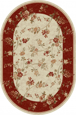 Covoare Living - Covor Living/Sufragerie, Model 551/120 Oval, Crem/Rosu