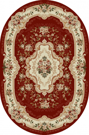 Covoare Living - Covor Clasic Sufragerie, Model Lotos 570/210 Oval, Rosu/Grena