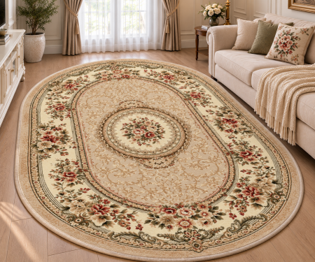 Covoare Living - Covor Lotos 571, Bej / Crem, Oval, 1800 gr/mp