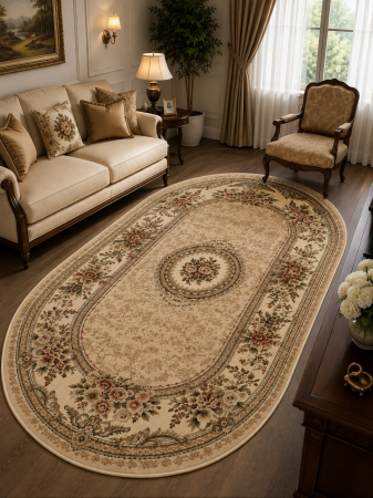 Covoare Living - Covor Lotos 571, Bej / Crem, Oval, 1800 gr/mp