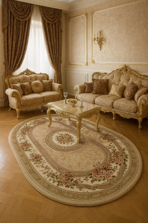 Covoare Living - Covor Lotos 571, Bej / Crem, Oval, 1800 gr/mp