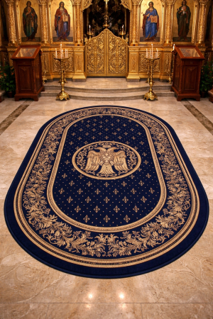 Covoare Bisericesti - Covor Model Bisericesc 15032/810, Oval, Albastru