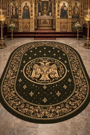 Covoare Bisericesti - Covor Model Bisericesc 15032, Oval, Verde