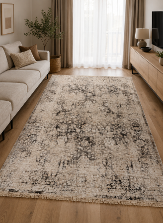 Covoare Living - Covor Modern Amora 258 Crem cu Motive Florale și Aspect Antichizat