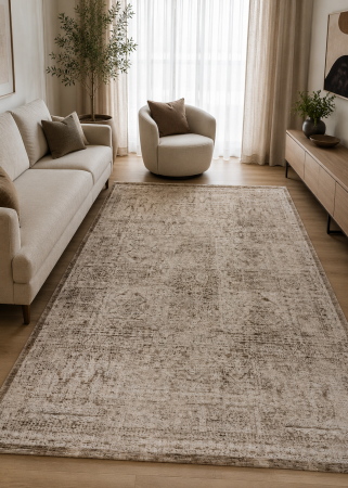 Covoare Living - Covor Modern Amora 259 Bej cu Motive Florale și Aspect Antichizat