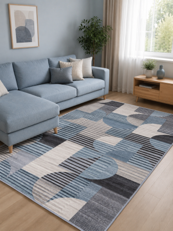 Covoare Living - Covor Modern Living/Dormitor, Model Bluster 425 Albastru