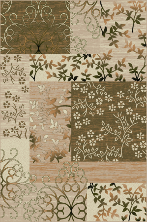 Covoare clasice - Covor Model Lotos 1521-116, Crem, Verde, Inaltime Fir 8 mm, Antialergic, Polipropilena, Living, Dormitor, Sufragerie, Birou