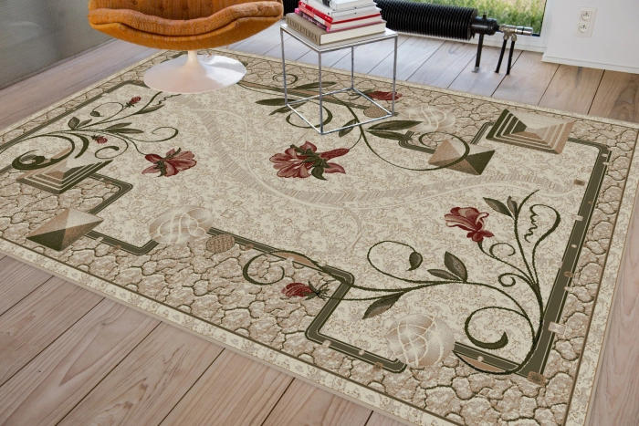 Covoare Living - Covor Living/Dormitor, Model Lotos Floral 587/116, Crem/Bej