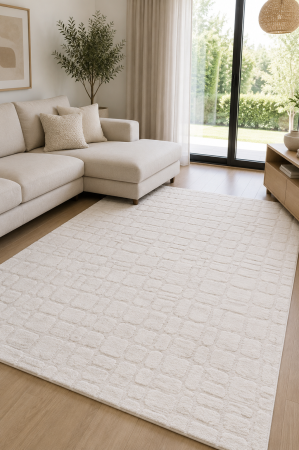 Covoare Living - Covor Modern Sufragerie, Model Angel 125 , Bej/Ivory, Poliester, Fir Moale 20 mm