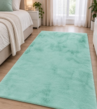Covoare Living - Covor Pufos, Model Blanita Lop 049, Antiderapant, Turcoaz
