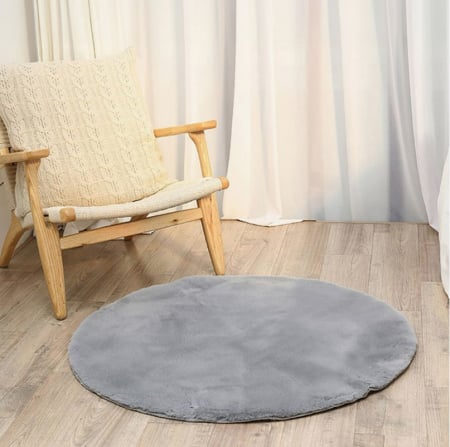 Covoare Living - Covor Pufos, Model Blanita, Rotund Antiderapant, Soft LOP 070, Gri