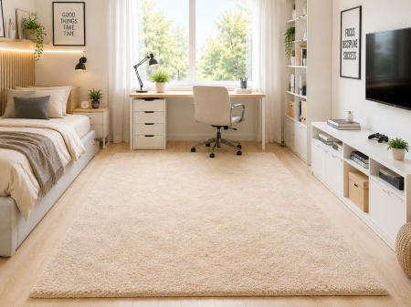Covoare Living - Covor Pufos Modern Sufragerie, Model Dolphin 500, Crem deschis