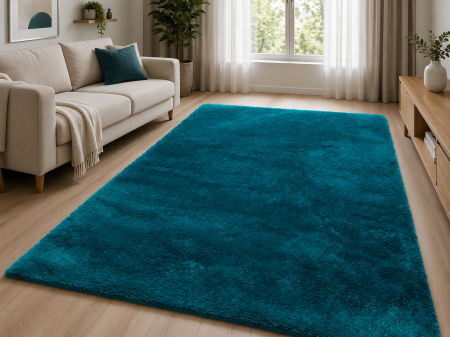 Covoare Living - Covor Pufos Modern Sufragerie, Model Dolphin 500, Turcoaz