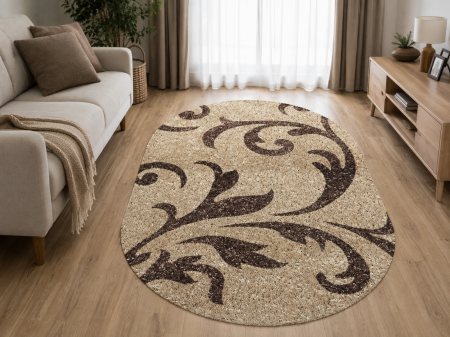 Covoare Living - Covor Pufos Sufragerie/Dormitor, Model Fantasy 12516-89 Oval, Bej