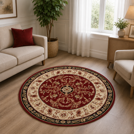 Covoare Living - Covor Rotund Clasic, Model Lotos 523/210, Rosu