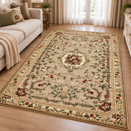 Covoare Living - Covor Sufragerie, Dormito, Model Lotos 1525/110, Crem/Bej