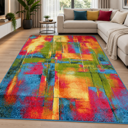 Covoare Living - Covor Sufragerie/Dormitor, Model Abstract 11023/120, Dreptunghiular, Multicolor