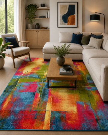 Covoare Living - Covor Sufragerie/Dormitor, Model Abstract 11023/120, Dreptunghiular, Multicolor