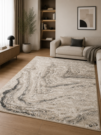 Covoare Living - Covor Sufragerie/ Dormitor, Model Elma El007/106, Gri/Bej