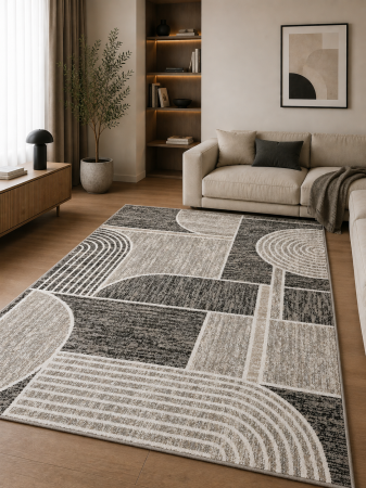 Covoare Living - Covor Sufragerie/ Dormitor, Model Elma El009/106, Gri/Bej