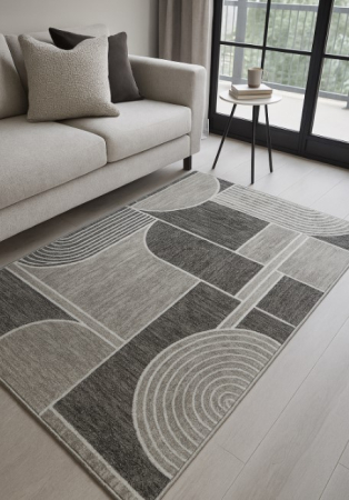 Covoare Dormitor - Covor Sufragerie/ Dormitor, Model Elma El009/106, Gri/Bej