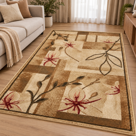 Covoare Living - Covor Sufragerie/Dormitor, Model Lotos 1510, Crem/Bej