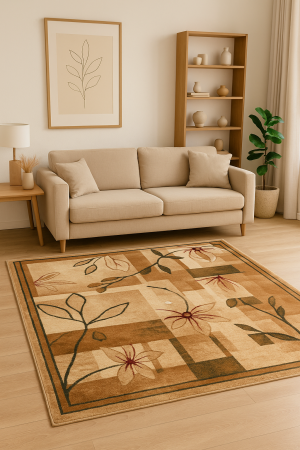 Covoare Living - Covor Sufragerie/Dormitor, Model Lotos 1510, Crem/Bej