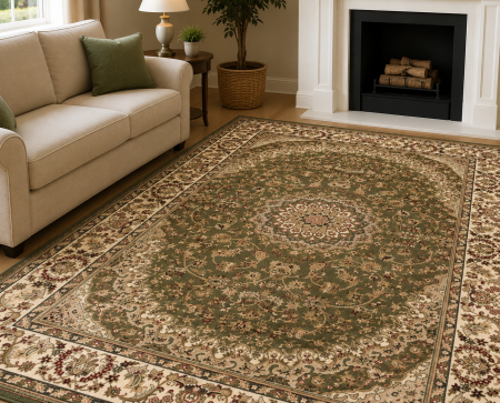 Covoare Living - Covor Sufragerie/Dormitor, Model Lotos 1555/610, Verde