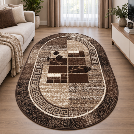 Covoare Living - Covor Sufragerie/Dormitor, Model Luna 1815/12, Covor Oval, Maro